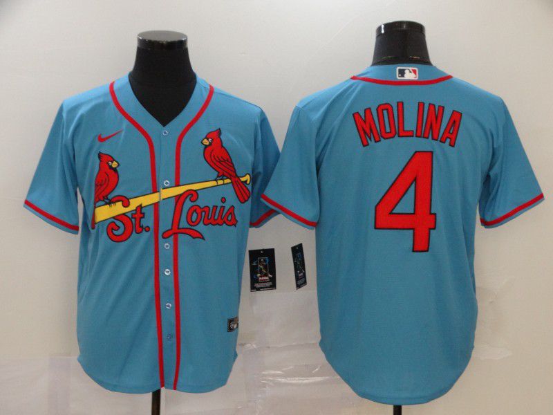 Men St.Louis Cardinals 4 Molina Blue Nike Game MLB Jerseys